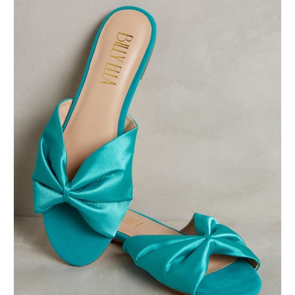 blue satin slippers